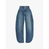 Alaïa Round Stretch Mid-rise Wide-leg Jeans In Bleu Vintage