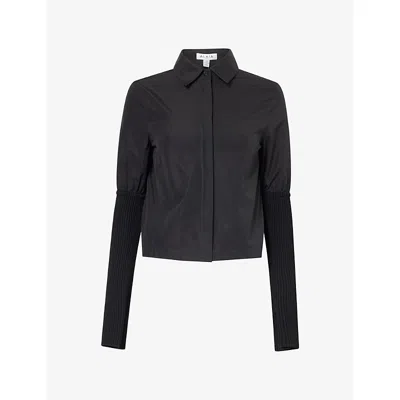Alaïa Womens Alaia Ribbed-sleeve Cotton Shirt In Multi