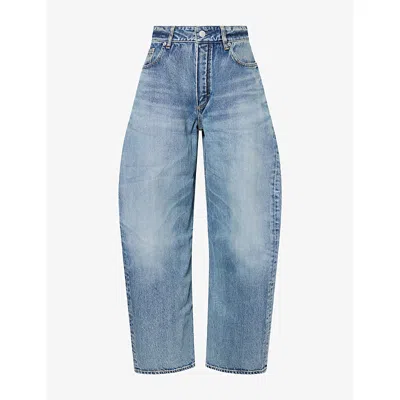 Alaïa Womens Alaia Rodeo Vintage Barrel-leg Denim Jeans In Dirty Wash
