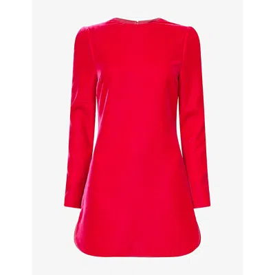 Alaïa Womens Alaia Round-neck Velvet Mini Dress In Red