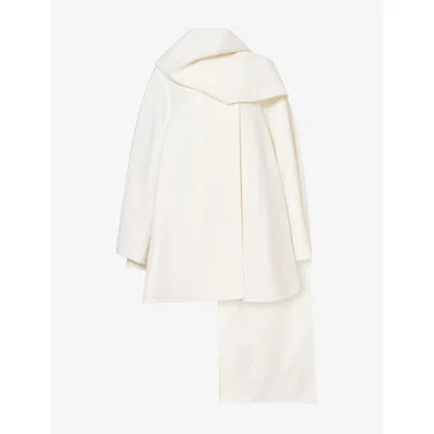 Alaïa Womens Alaia Scarf-trim Wool Coat In Neutral