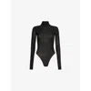 Alaïa Womens Alaia Second Skin Rhinestone Woven-blend Body In Noir Alaia