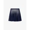 Alaïa Womens Minuit Skater Pleated Knitted Mini Skirt In Minuit