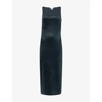 Alaïa Womens Alaia Square-neck Fitted Velvet Maxi Dress In Green