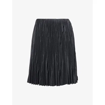 Alaïa Womens Anthracite Pleated High-rise Wool-garbadine Mini Skirt In Black
