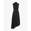 Alaïa Sleeveless High-neck Sculpted Midi Dress In Anthracite