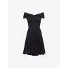 Alaïa V-neck Midweight Knit Wool Mini Dress Clothing In Anthracite