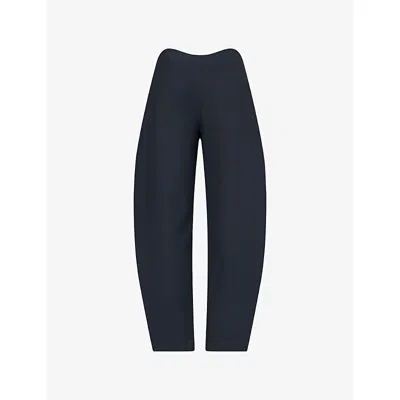 Alaïa Womens Round Wool Crepe Trousers Anthracite In Gray