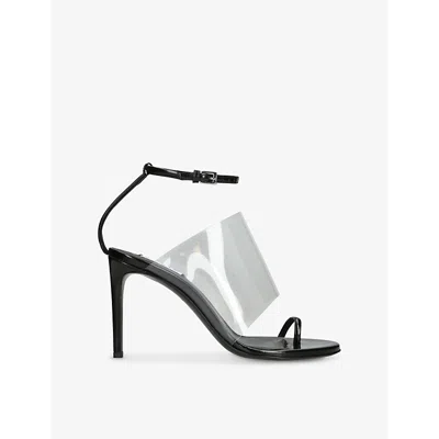 ALAÏA WOMENS BLACK ASYMMETRIC HEELED LEATHER SANDALS EUR 36 / 3 UK