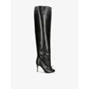 Alaïa Wide Leather Knee Boots In Black
