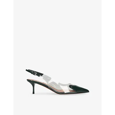 Alaïa Womens Coeur 55 Heart-shape Patent-leather Heeled Slingback Pumps Dark G In Dark Green