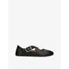 Alaïa Leather Crisscross Buckle Ballerina Flats In Black