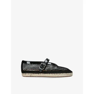 Alaïa Womens Black Fishnet Suede Espadrille Eur 39 / 6 Uk