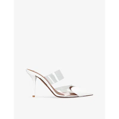 ALAÏA WOMENS WHITE HEART-SHAPE PATENT LEATHER HEELED MULES EUR 40 / 7 UK