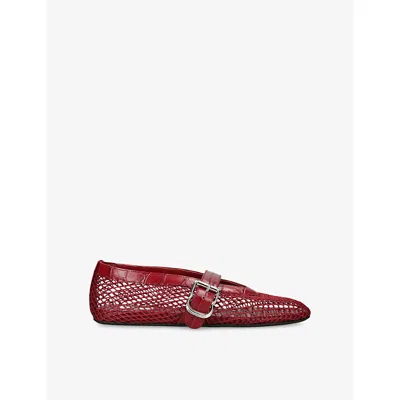 Alaïa Womens Azzedine Alaia La Ballerine Croc-effect Mesh Ballet Flats In Wine