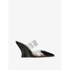 Alaïa Le Cœur Patent-leather And Pvc Wedge Mules In Black