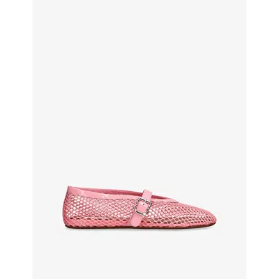 Alaïa Patent Leather-trimmed Mesh Ballet Flats In Pink