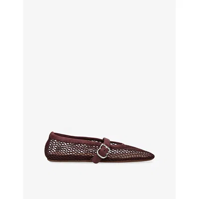 Alaïa Womens Ballerina Mesh Faux-leather Ballet Flats Wine Eur 40 / 7 Uk