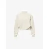 Alaïa Womens Beige Asymmetric Cropped Linen-and-cotton Knit Jumper In Beige