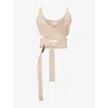 Alaïa Womens Alaia Wrap Crop Suede Top
