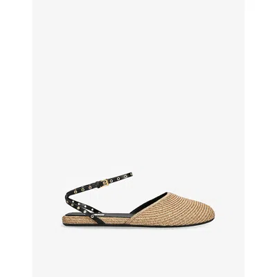 Alaïa Womens Woven Raffia-leather Espadrilles Beige Comb Eur 37 / 4 Uk