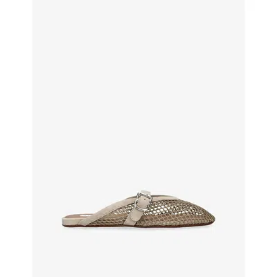 Alaïa Womens Beige Fishnet Mesh Leather Mules Eur 39 / 6 Uk In Sand