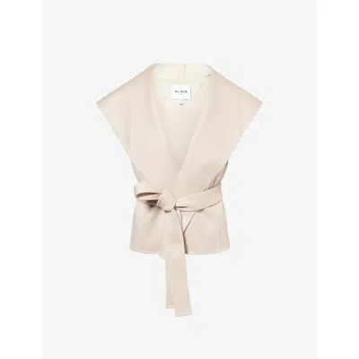 Alaïa Womens Hooded Sleeveless Cashmere Jacket Beige In Neutral