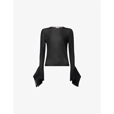 Alaïa Womens Bell Sleeve Knitted Top Noir Alaia