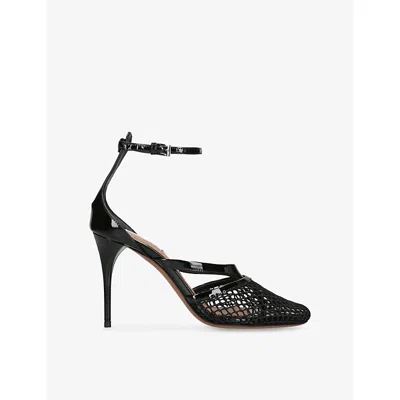 ALAÏA WOMENS BLACK INFRADITO FISHNET 90 PATENT-LEATHER HEELED SANDALS EUR 37 / 4 UK