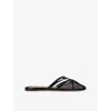 Alaïa Womens Azzedine Alaia Net Patent-leather Flat Mules In Black