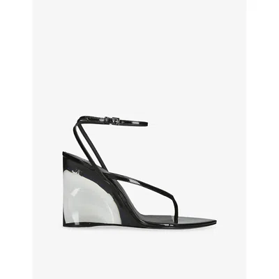 Alaïa Womens Black Pointed-toe Leather Wedge Sandals Eur 39 / 6 Uk