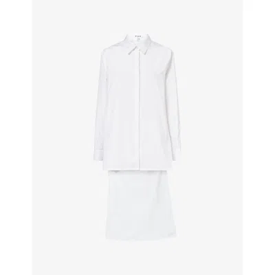 Alaïa Womens Blanc Asymmetric-hem Boxy-fit Cotton Shirt In Multi