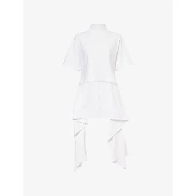 Alaïa Womens Blanc Asymmetric-hem Cotton-jersey T-shirt In White