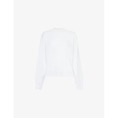 Alaïa Womens Alaia Brand-embroidery Round-neck Cotton-jersey Sweatshirt In Blanc