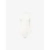 Alaïa Womens Blanc Casse Ribbed Sleeveless Stretch-woven Bodysuit