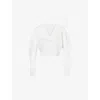 Alaïa Womens Blanc Cropped Hooded Linen-and-silk Knit Top In White