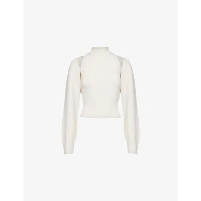 Alaïa Womens Alaia Cut-out High-neck Wool Jumper In Blanc