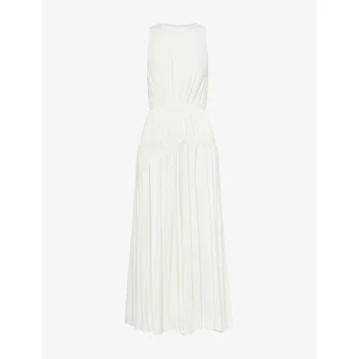 Alaïa Womens Blanc Draped Sleeveless Woven Maxi Dress In White