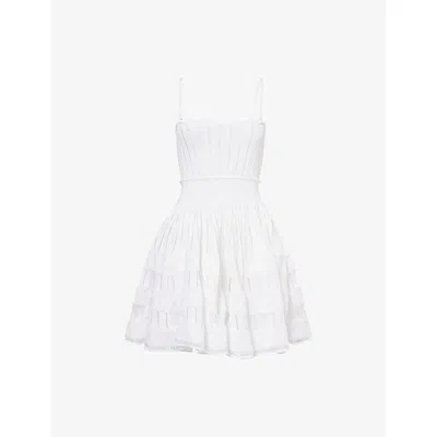 Alaïa Womens Blanc Fitted-waist Bandeau Stretch-woven Mini Dress In White