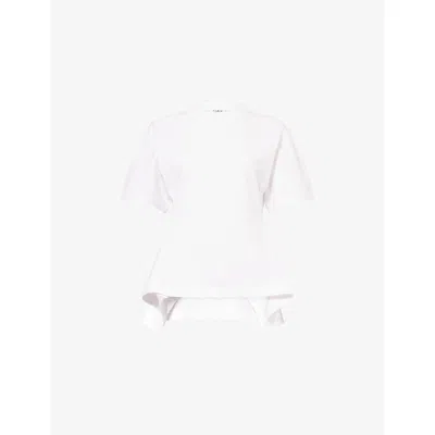 Alaïa Womens Alaia Flared Panelled Cotton T-shirt In White
