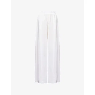Alaïa Womens Blanc Fluid Wide-leg Linen And Silk Trousers In White
