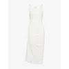 Alaïa Womens Blanc Gathered Sleeveless Stretch-woven Maxi Dress In White