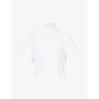 Alaïa Womens Blanc High Neck Cotton Top In White