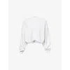 Alaïa Womens Blanc Naturel Cropped Batwing-sleeve Linen-and-cotton Jumper In White