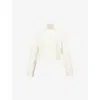 Alaïa Womens Blanc Naturel High-neck Cropped Cashmere And Wool-blend Jumper In White