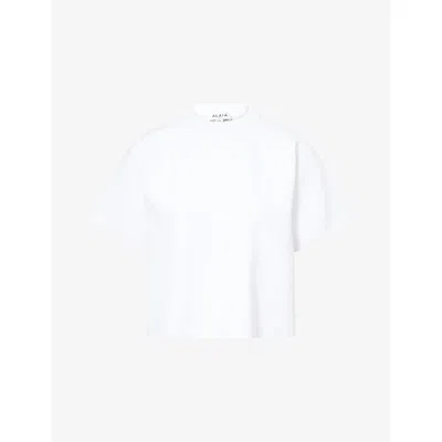 Alaïa Womens Open-back Round-neck Stretch-crepe T-shirt Blanc