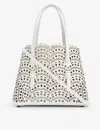 Alaïa Mina 20 Tote Bag In Vienne Wave Perforated Leather In White
