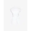 Alaïa Womens Peplum Cap-sleeves Knitted Top Blanc In Blanc