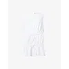 Alaïa Womens Ruffled Short-sleeves Cotton Mini Dress Blanc