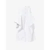 Alaïa Womens Ruffled Split Denim Jeans Blanc